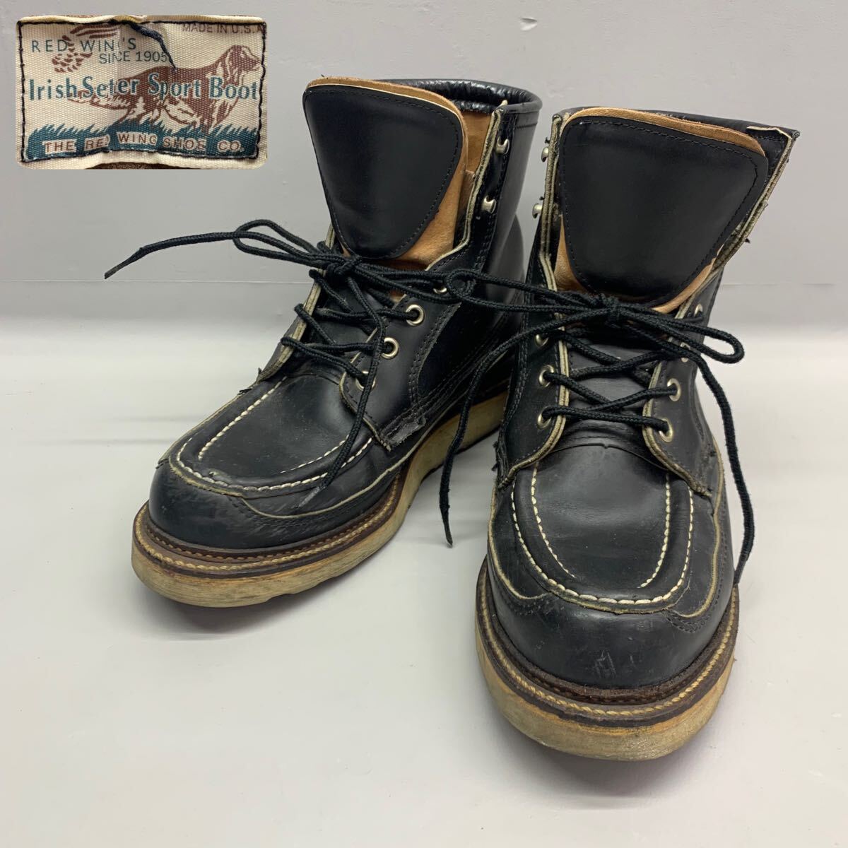 Y■レア■ RED WING レッドウィング Irish Seter アイリッシュセッター 50周年限定 1952 7E 25㎝ ブラック 黒 犬タグ モックトゥブーツ 靴