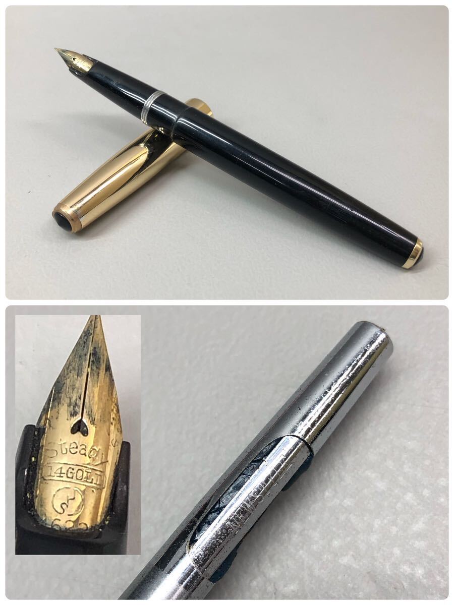 H■ ペン先 14K 万年筆 6本 まとめて セット PILOT PLATINUM Steady パイロット 14ゴールド 14金 黒インク ブラック ペン 文房具 _画像5