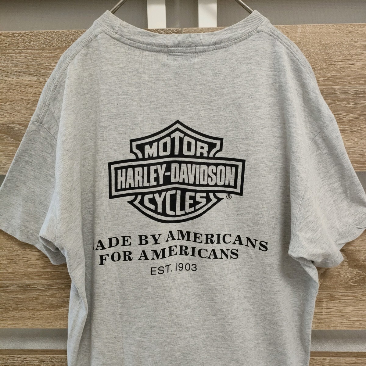 HARLEY-DAVIDSON（ハーレーダビッドソン）デザインプリントTシャツ M グレー（Ma212）No.21896 両面プリント ビッグロゴ■ネコポス発送！の画像8