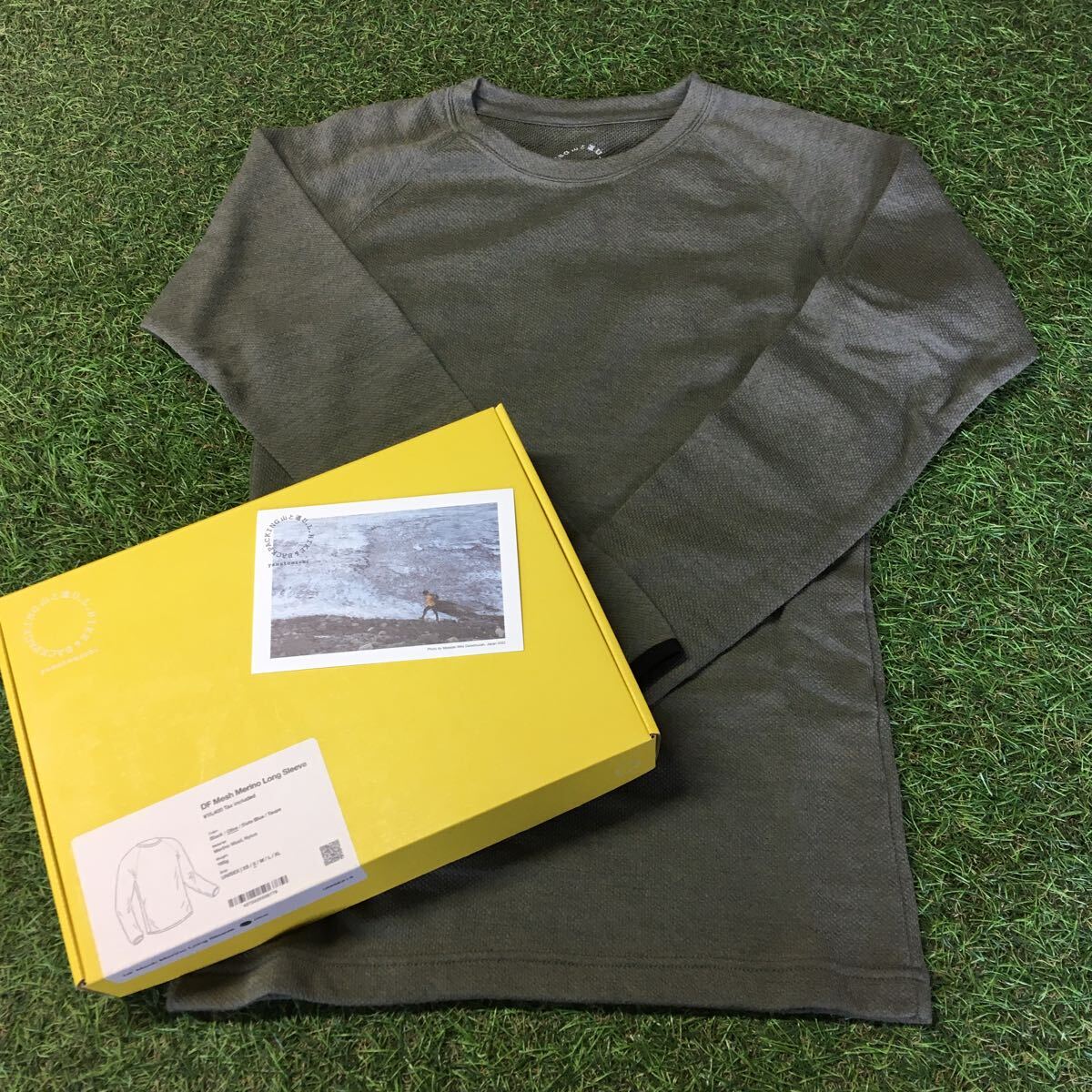 NA094-A64 yamatomichi 山と道 DF Mesh Merino Long Sleeve Olive UNISEX Sサイズ アウトドア 未使用 展示品 ウェア_画像1