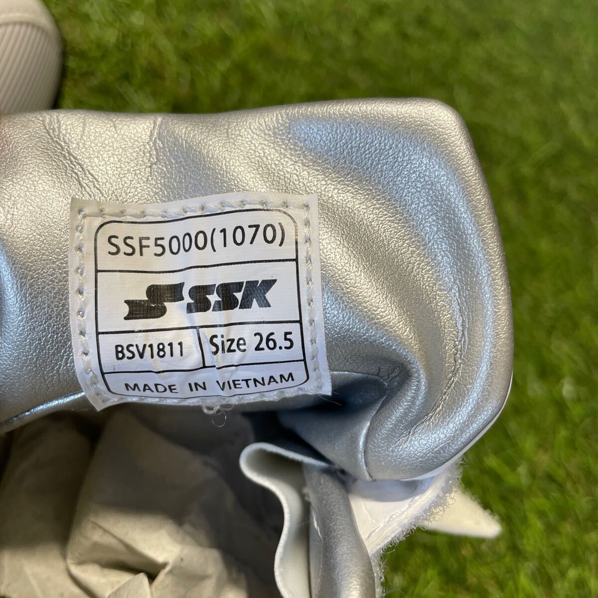 RK314 SSK エスエスケイ SSF5000 スターランナーV ホワイト×ホワイト 野球 ソフトボール スパイク26.5cm 汚れ有り 未使用 展示品 シューズ_画像6