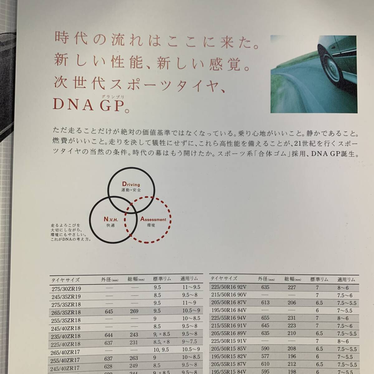 ヨコハマタイヤ DNA GP カタログ 1999年10月_画像2