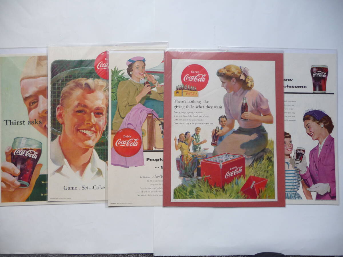 ◆◆コカコーラ　１９５０年代前半ＵＳＡイラスト広告５枚◇　ＵＳＡ雑誌切り抜き広告　　　 _画像1