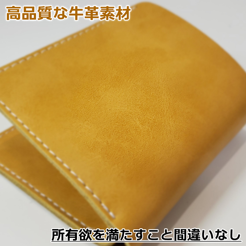 牛革財布 折りたたみ ２つ折り お札入れ コンパクト 手作り カードポケット ポケット財布 革 ORICOW_画像3