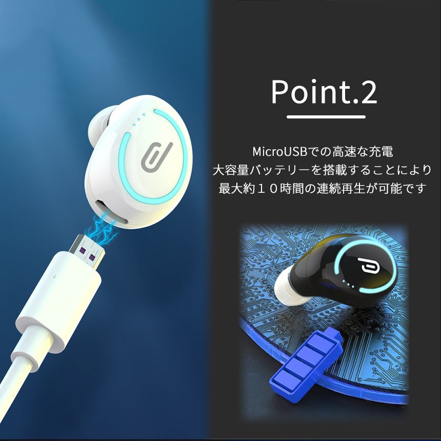 片耳 Bluetooth イヤホン ワイヤレス ノイズキャンセル 無線 通話対応 タッチ操作 防水 IPX5 Bluetooth5.0 BULEARの画像4