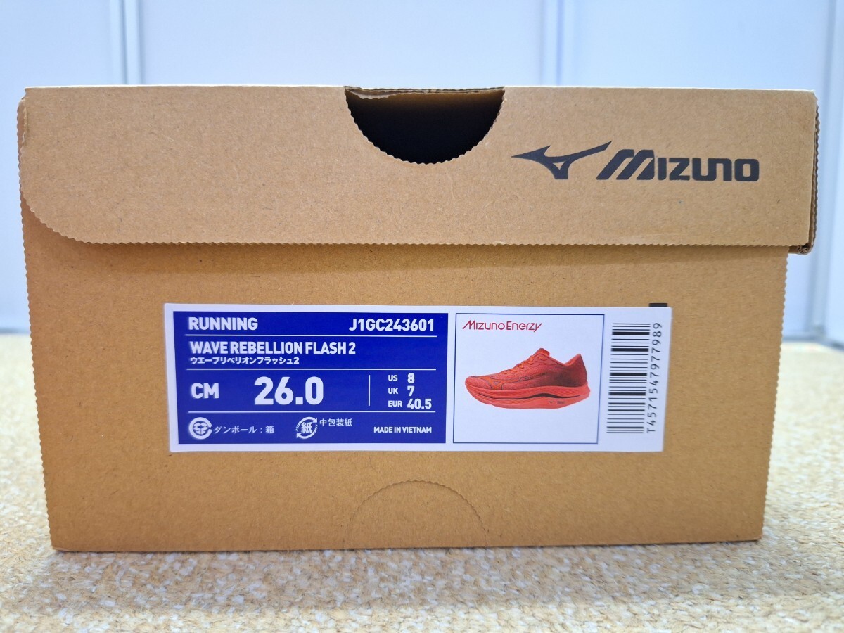 26.0cm　ミズノ　ウエーブリベリオンフラッシュ2　新色　人気の厚底　箱付き　MIZUNO WAVE REBELLION FLASH2_画像7