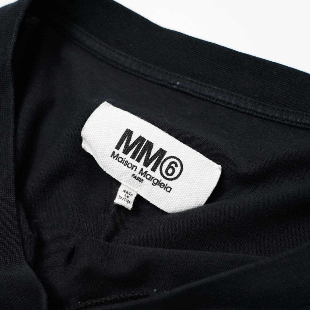 TG7673☆MM6 Maison Margiela メゾンマルジェラ カットソー Tシャツ オーバーサイズ ロゴプリント クルーネック コットン 半袖 黒 サイズLの画像7