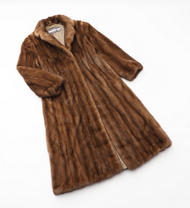 GP3289◆FUR FLASH*ムーンバット*パステルミンク*MINK*最高級毛皮*リアルファ―*ファーコート*ロングコート*マキシ丈*11*ライトブラウン_画像1