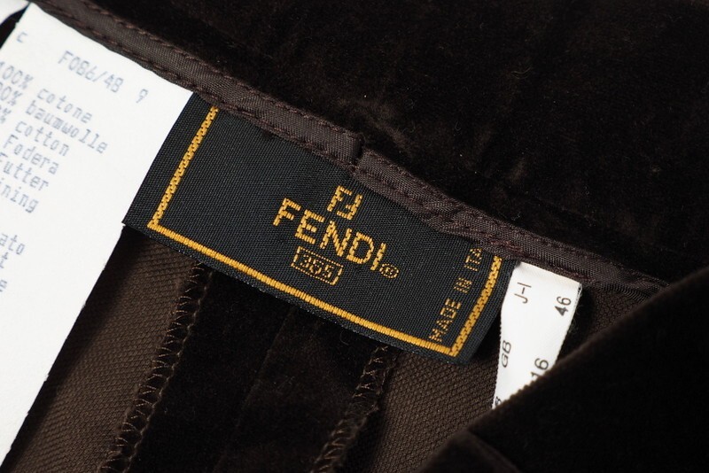 TH2815#イタリア製*フェンディ FENDI*コットン*ベロア＊ロングパンツ*ワイドパンツ*ブラウン系*46_画像6