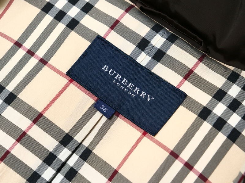 GP5076＝バーバリー BURBERRY LONDON*ダウンジャケット*コート*比翼*裏地ノバチェック柄*サイズ38*ダークブラウン系_画像6