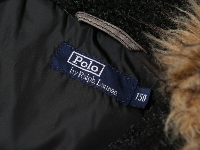 TG2606▼ポロラルフローレン/Polo by Ralph Lauren*フード付き ダウンコート ハーフコート*サイズ150*ブラック系_画像7