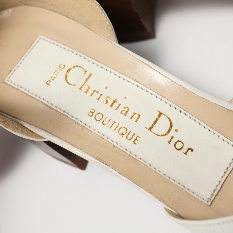GP3171*イタリア製*Christian Dior クリスチャンディオール*レザーストラップパンプス*サンダル*7(24.5cm相当)*靴*ホワイト_画像7