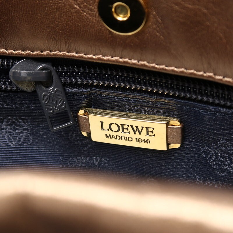 MG1491*スペイン製*LOEWE ロエベ*メタリックレザー*ハンドバッグ*ミニトートバッグ*鞄*ブロンズ系_画像8