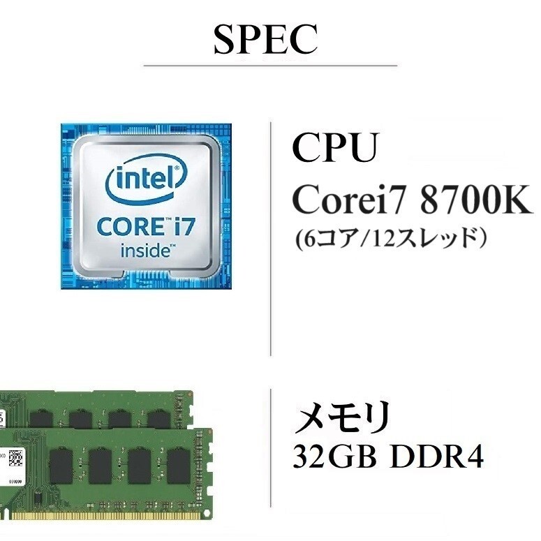 爆速仕様！/ Corei7-8700K/ 新品M2:SSD-1TB/ GeForce GT730/ メモリ-32GB/ OP-HDD/ DVD/ WIFI無線LAN/ Win11/ Office2021/メディア15_画像2