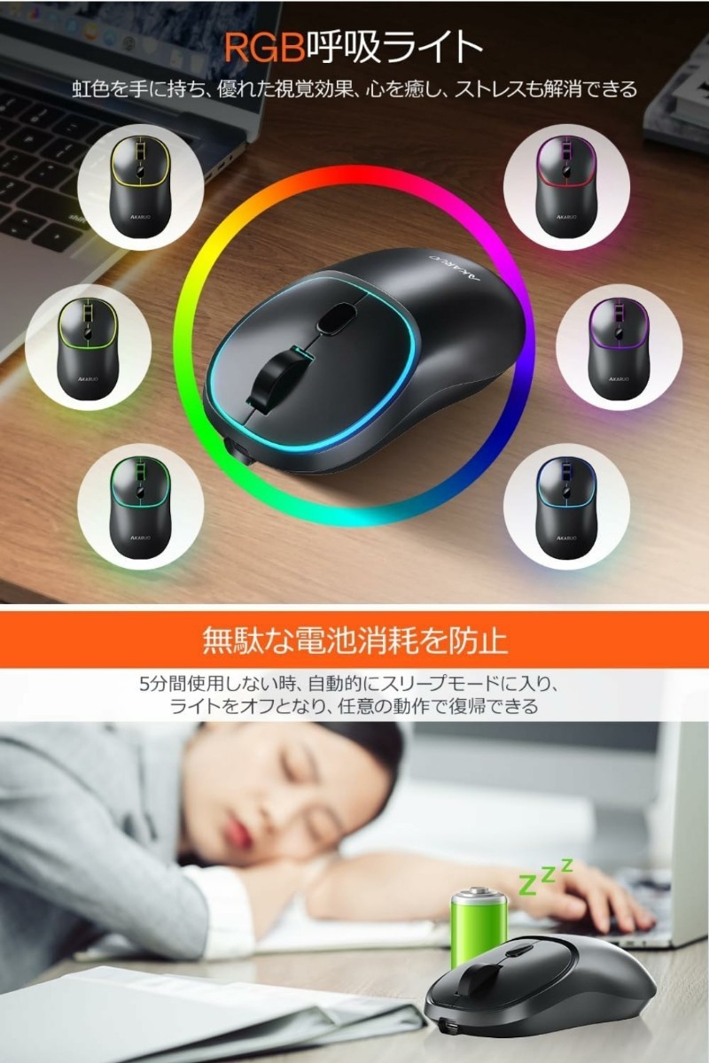 ワイヤレスマウス bluetooth マウス 【Blue LED マルチ接続】 無線 マウス 瞬時ペアリング・2.4GHz＆BLuetooth5.2 薄型 静音 4ボタン 