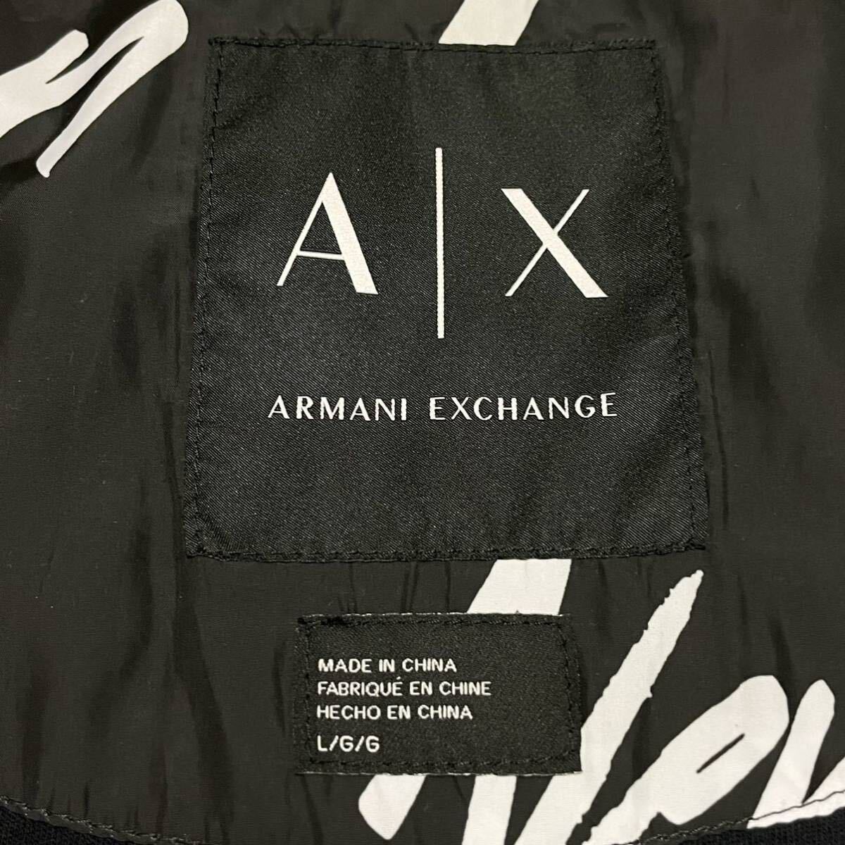 希少XL相当◎ ARMANI EXCHANGE アルマーニエクスチェンジ ナイロンパーカー ジャケット 名作 防水ジップ ブラック 黒 総柄 派手 3760_画像9