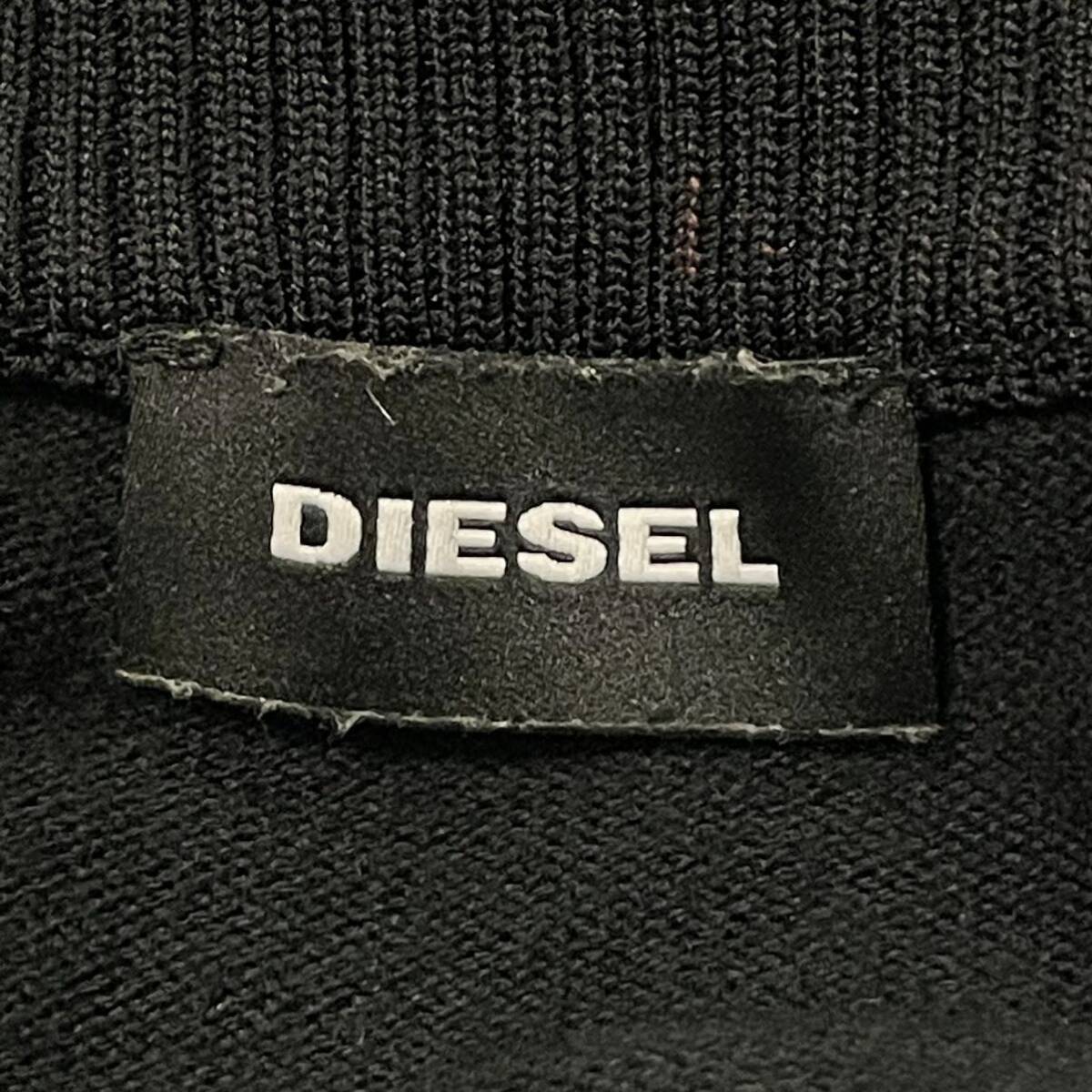 美品/L相当◎ ディーゼル【名作】DIESEL ドライバーズニット ジップアップ ブルゾン ブラック 黒 腕ロゴライン 派手 メンズ 着心地◎ 3811_画像8