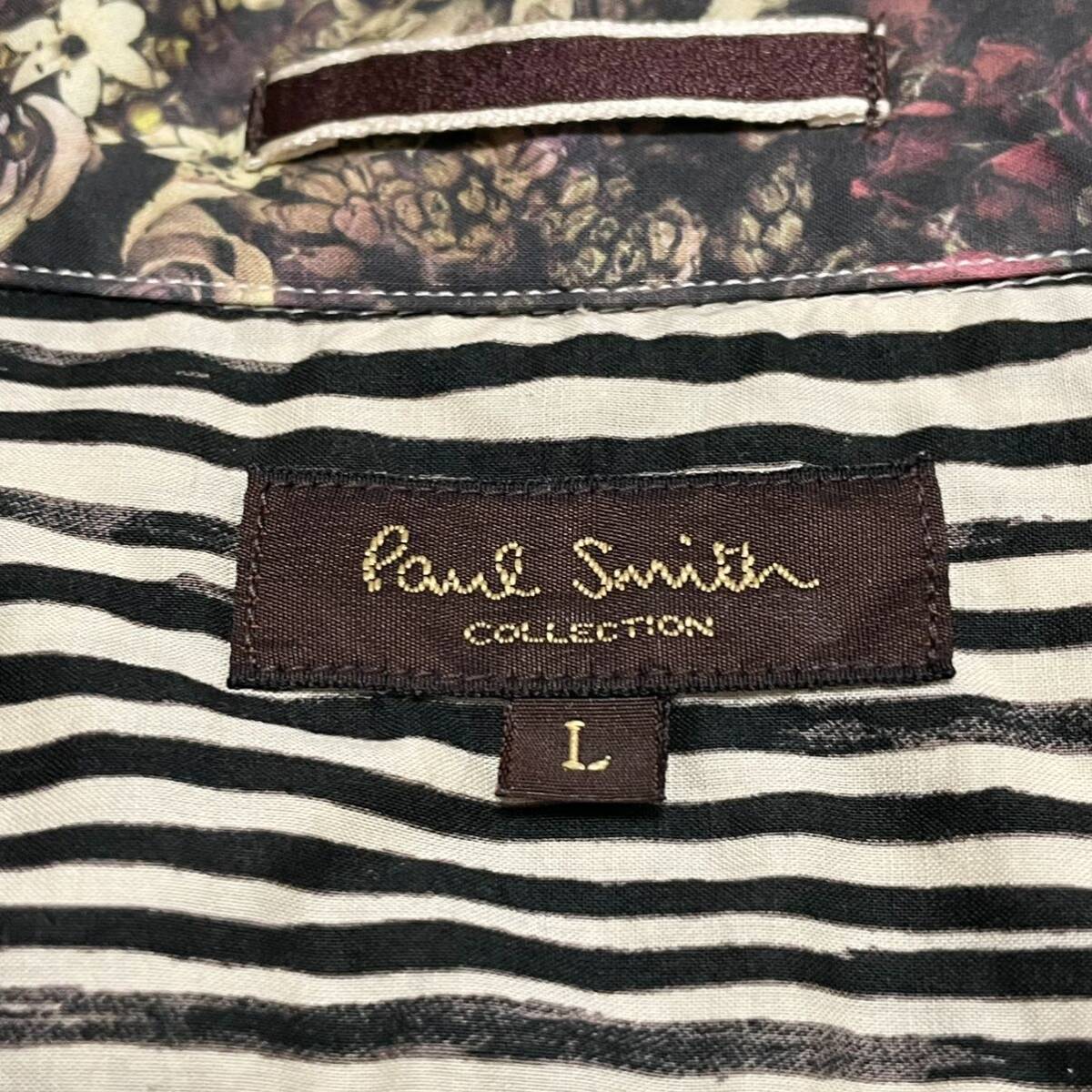 希少L◎ ポールスミスコレクション【最高級ライン】Paul Smith COLLECTION 長袖シャツ 花柄 ストライプ 総柄 美麗デザイン 派手 春夏 3813_画像7