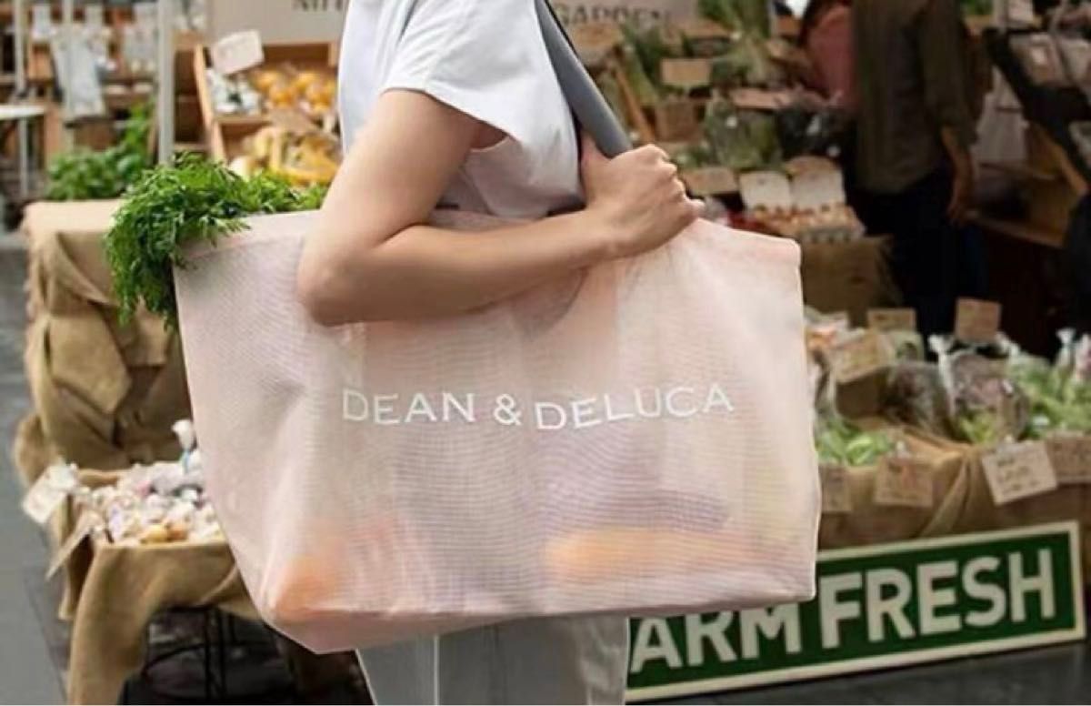DEAN&DELUCA ディーン&デルーカ メッシュトートバッグ ピンク L&S