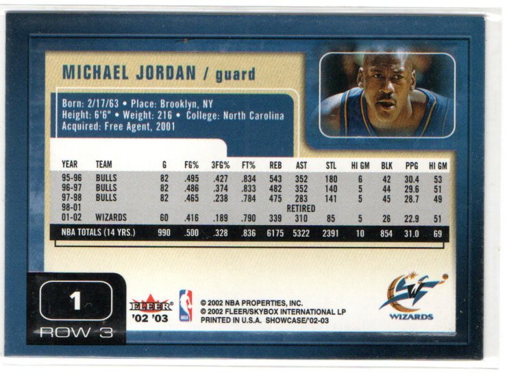 Michael Jordan 2002-03 Fleer Showcase #1_画像2