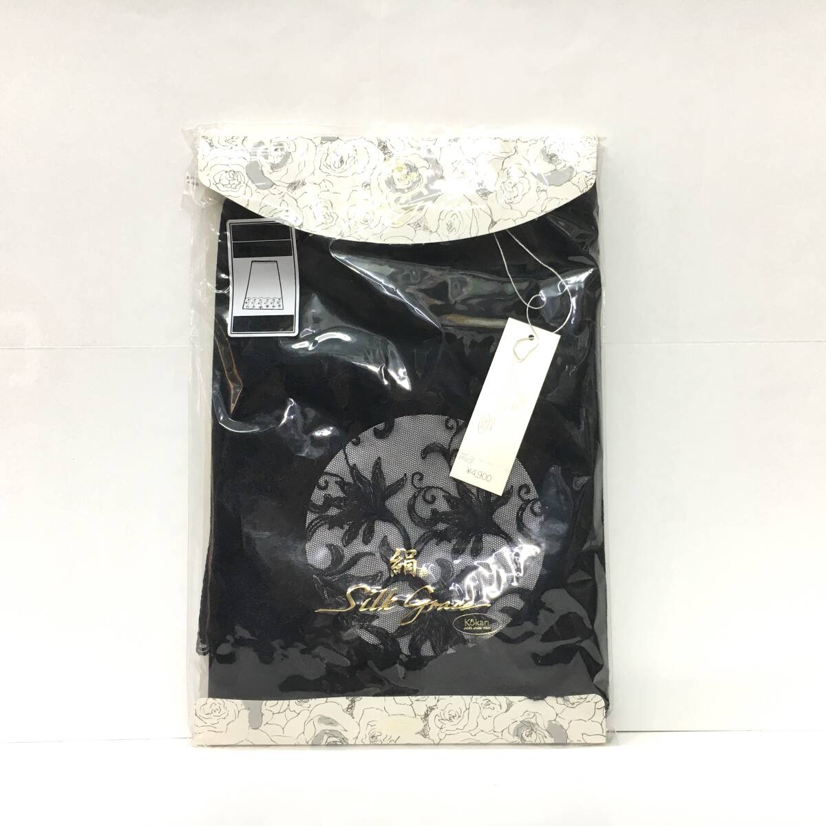 【新品￥4900】 LL 日本製 ペチコート LLサイズ 60cm丈 送料無料 婦人 レディース シルク混上質素材 裾レース クロ 黒 ブラック 公冠の画像5