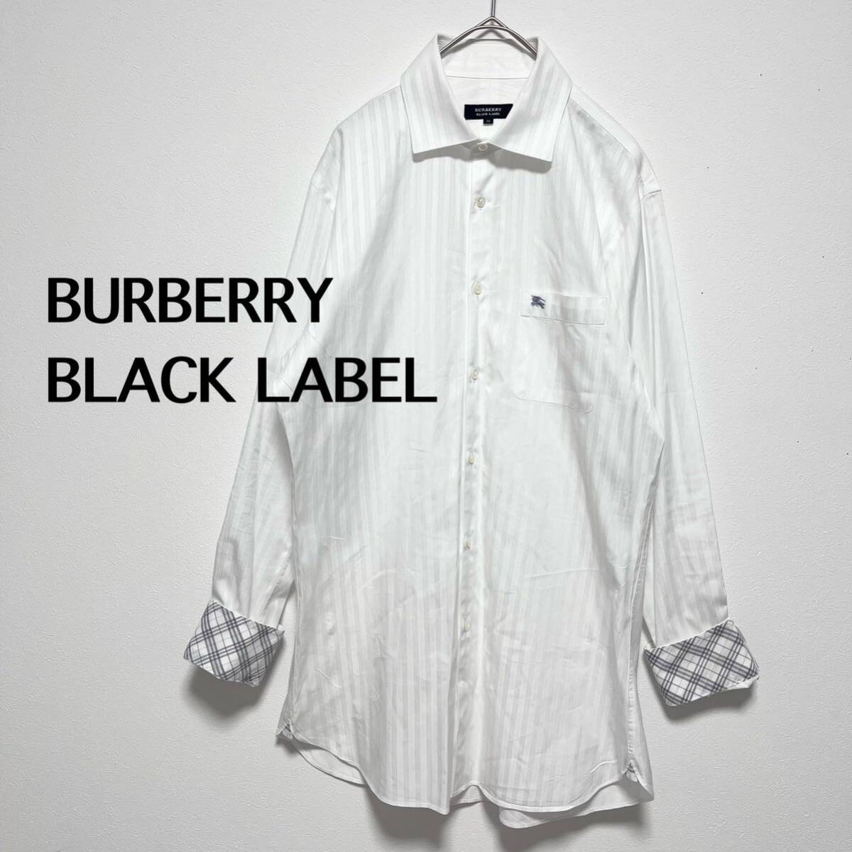 BURBERRY BLACK LABEL バーバリーブラックレーベル　長袖シャツ シャツ　長袖　トップス　ボタンシャツ　ノバチェック 白シャツ　M