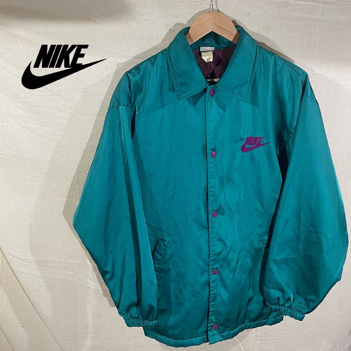 希少カラー 90's Nike 中綿 刺繍ロゴ コーチジャケット 日本製 L