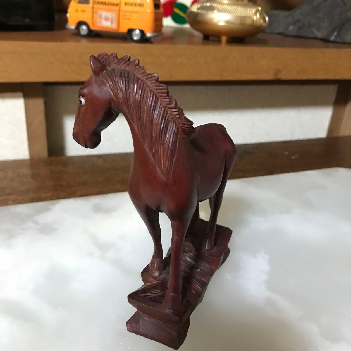 【昭和レトロ雑貨】 木製 馬 木彫り オブジェ