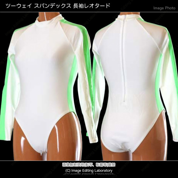 0065WHLG ツーウェイ スパンデックス 長袖レオタード サイドライン ハイネックタイプ ZIP付き(M-Lサイズ)