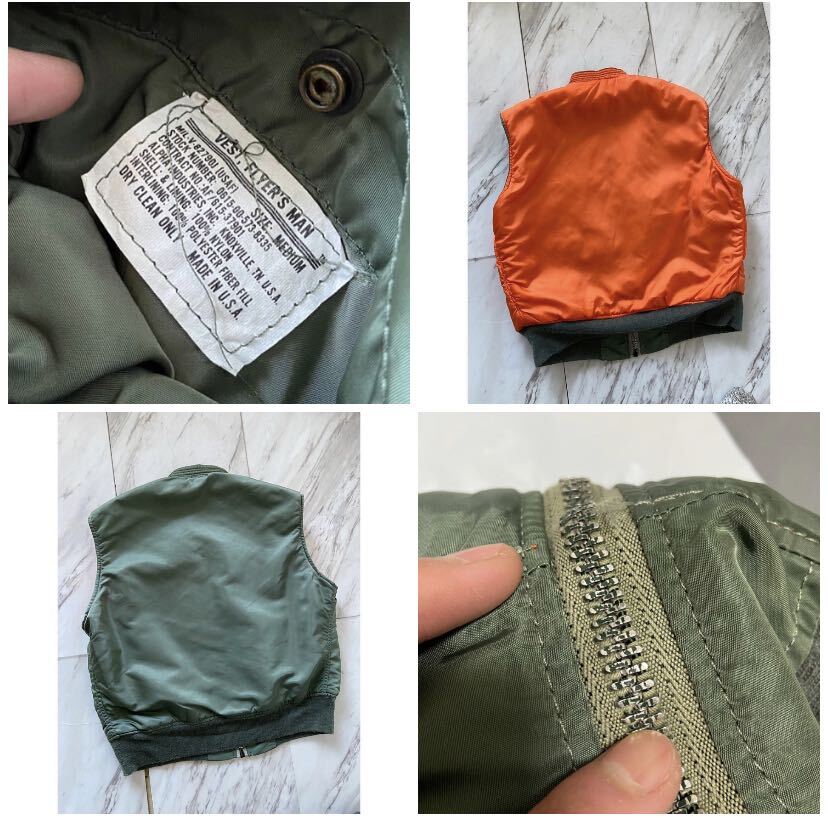 vintage ヴィンテージ ビンテージ usa製 90s alpha industries アルファ リバーシブル オレンジ グリーン ma-1 フライトジャケット ベスト_画像9