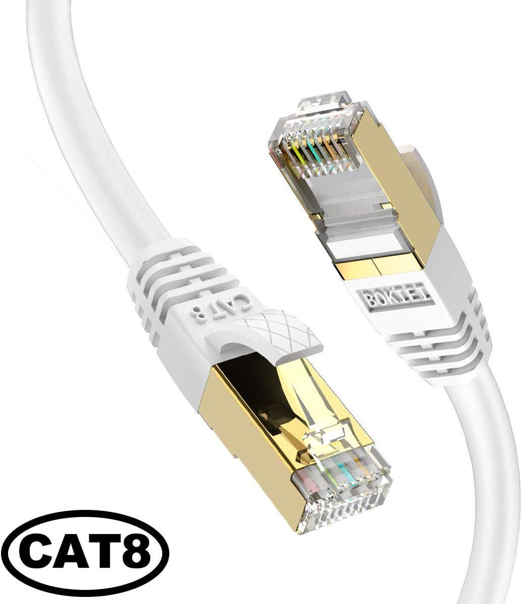 ー大特価ー 2m LANケーブル CAT8 BOKIEI 内蔵100％銅線 UV/防水 5G 超高通信性能 26 AWG 40Gbps 2000MHz RJ45 産業用 ルーター連接