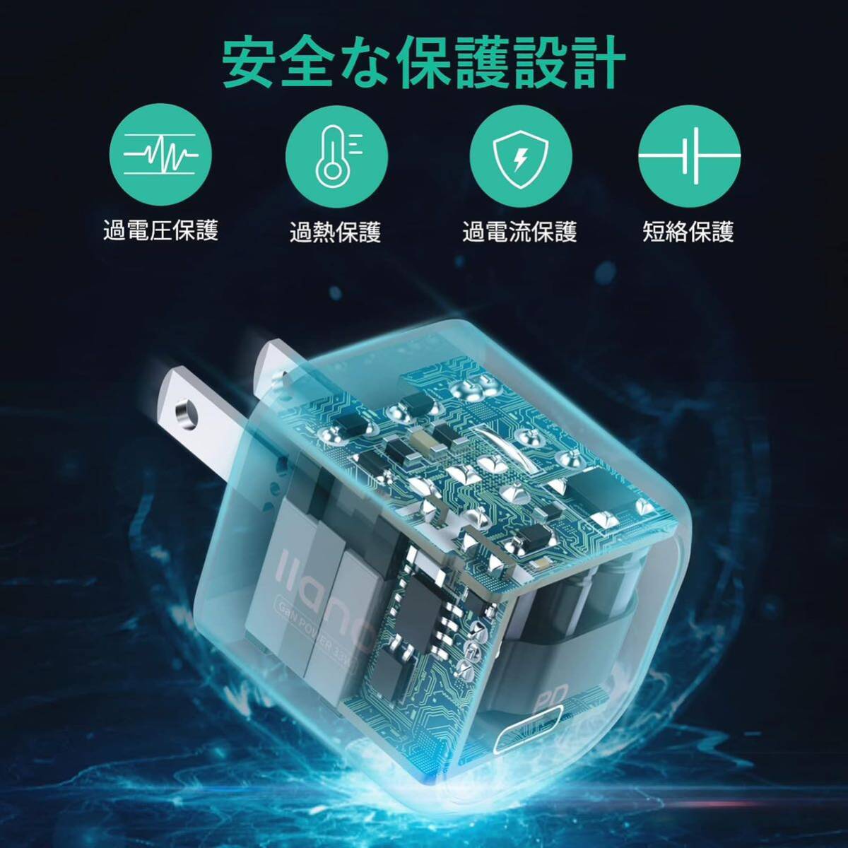 ー大特価ー llano 30W PD充電器 (GaN II搭載/超小型急速充電器/USB-C充電器)【PD3.0対応/QC3.0対応/PPS規格対応/PSE技術基準適合】_画像7