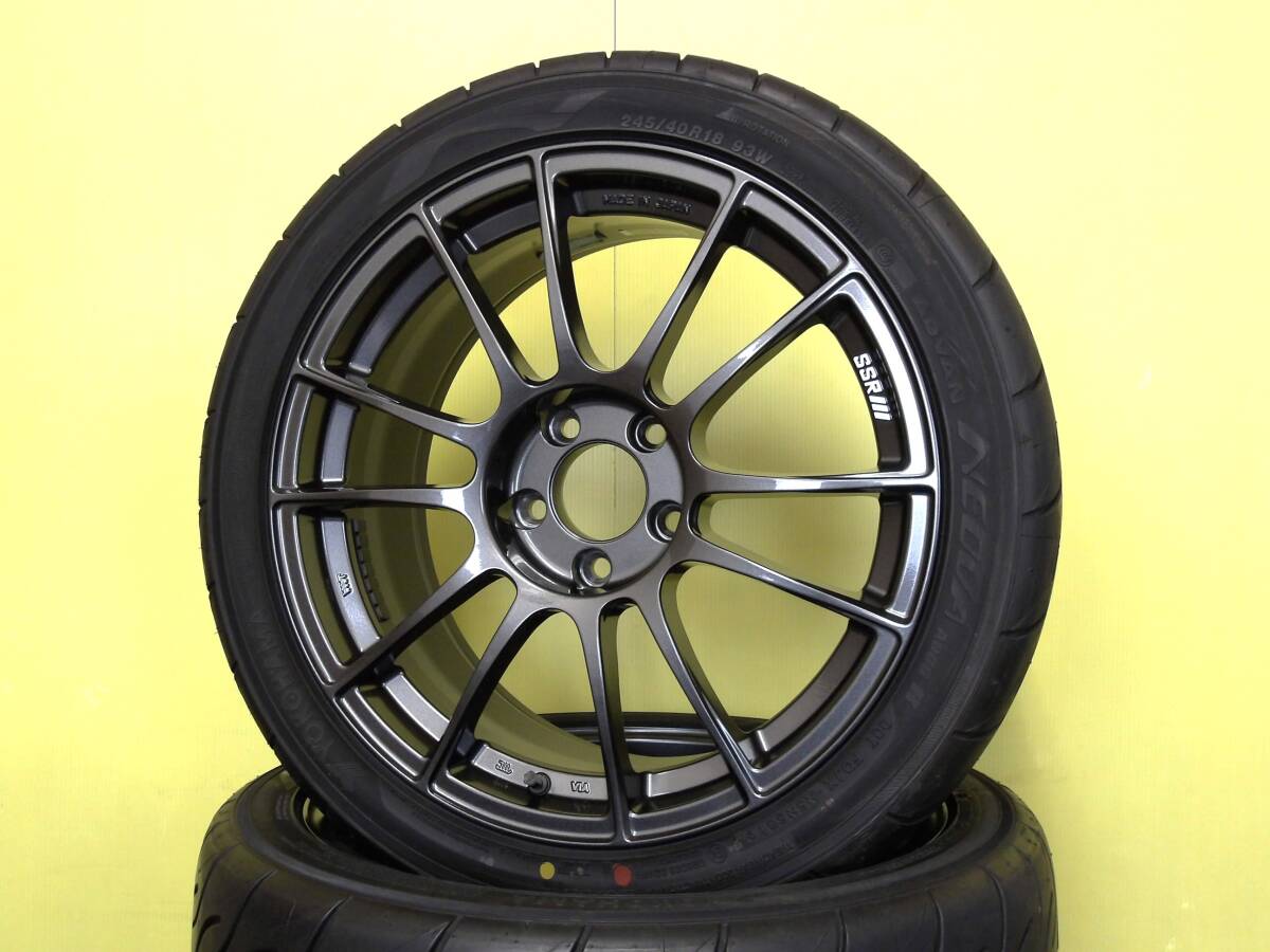 S3775 4本 SSR GTX04 8.5J +44 5H 114.3 ガンメタ 軽量 日本製 中古 245/40R18 ADVAN ネオバ Neova AD08R インプレッサ WRX STi S4