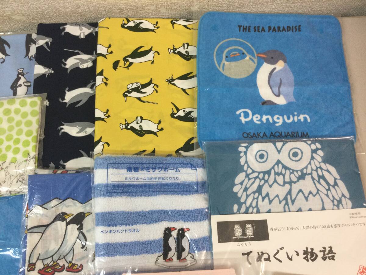 ★ どうぶつ柄 グッズ まとめ セット ペンギン くま きりん キリン 他 手ぬぐい ハンカチ 布 てぬぐい物語 沖縄てぬぐい 等 _画像3