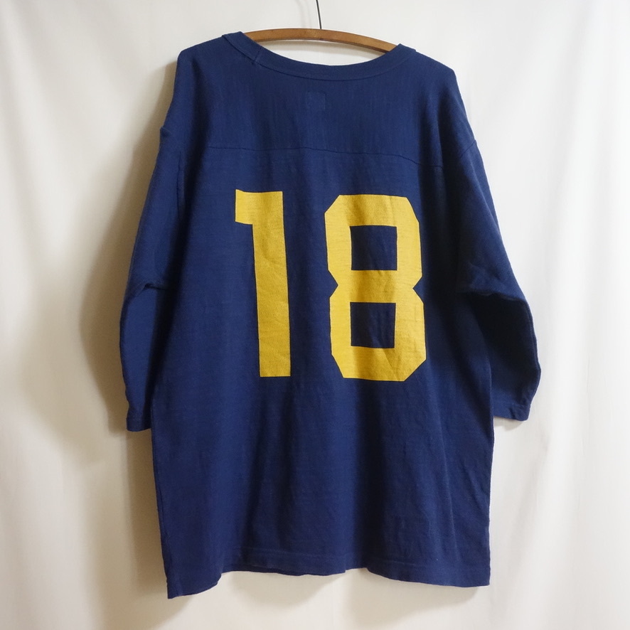 【23SS JELADO ジェラード No.18 フットボール Tシャツ 40（L）】ラフィー天竺 ヘビーウエイト ネイビー No.18 Football Tee Old Navy_画像3