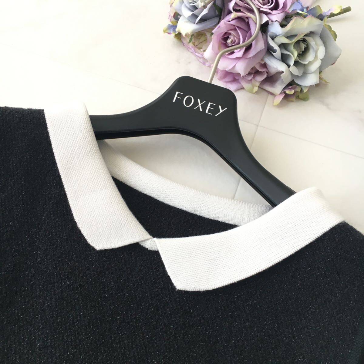 新作美品 FOXEY フォクシー 現行 白襟 ニット ワンピース 送料 新作美品 FOXEY フォクシー 現行 白襟 ニット ワンピース 送料