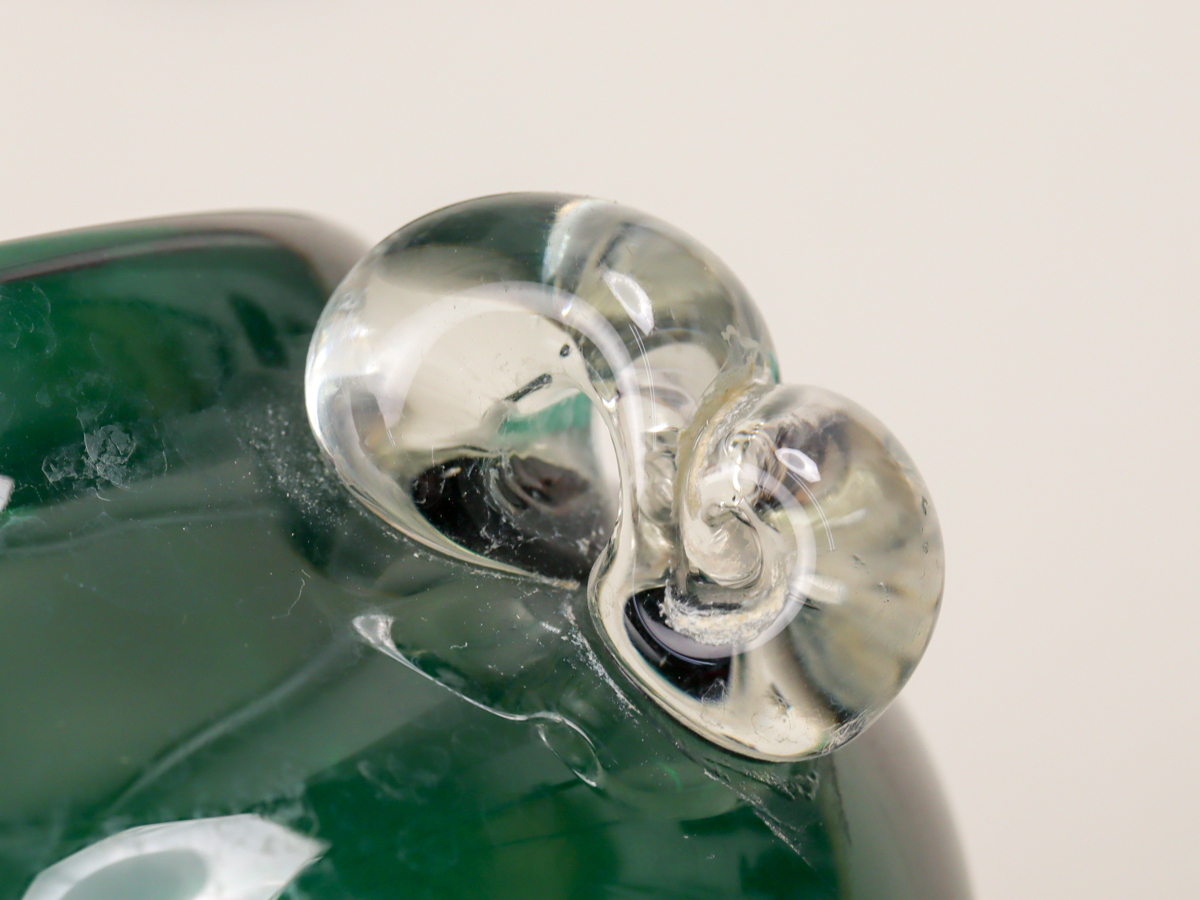 nQT7 グリーン ガラス キャニスター キャンディーポット 蓋物 保存瓶 検：倉敷ガラス 小谷真三_画像4