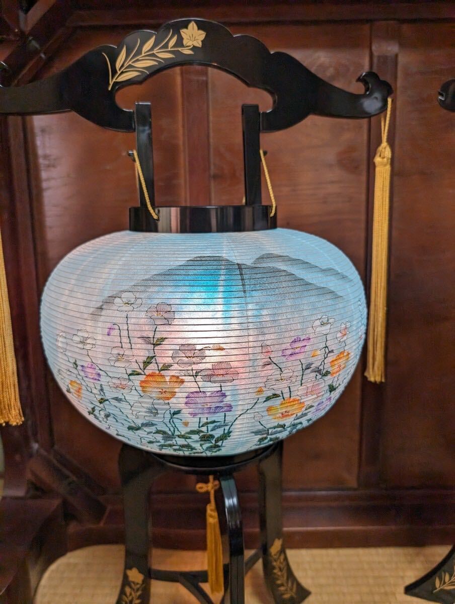  Gifu lantern tray lantern turning light .. lacqering 10 number one against lantern large inside lamp with a paper shade O-Bon lantern lantern tradition industrial arts Buddhist altar fittings interior the first tray .. shelves hanging weight lowering lantern attaching 