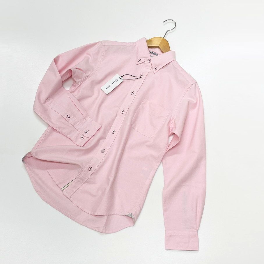 未使用品 /M/ Allowed To Unfold ピンク 長袖カラーシャツ タグ ボタン メンズ レディース デイリー オフィスカジュアルフォーマルビジネス