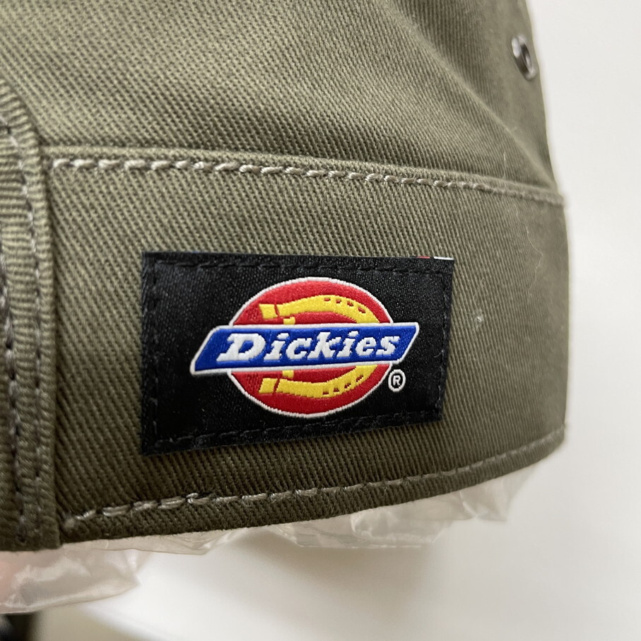 未使用品 Dickies カーキ ワークキャップ メンズ レディース ホワイトロゴ刺繍 大人カジュアル アウトドアキャンプツーリング ディッキーズ