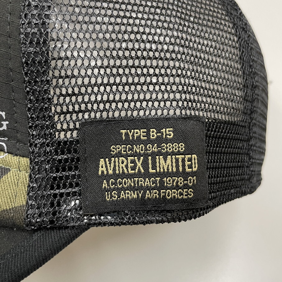 未使用品 AVIREX ブラックカモ メッシュキャップ ミリタリー 刺繍 メンズ 迷彩カジュアル アウトドアキャンプ アビレックス アヴィレックスの画像4