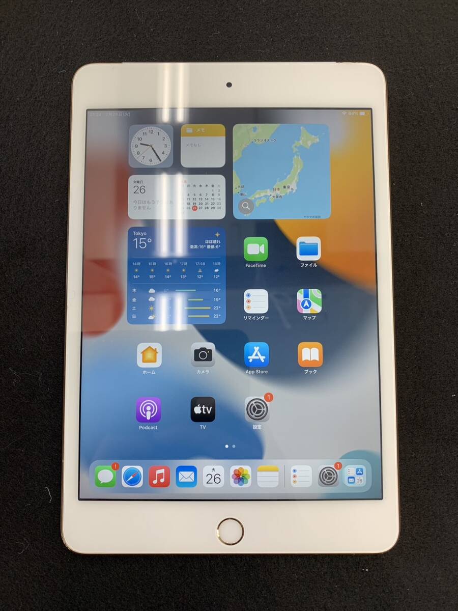 【中古】Apple iPad mini4 wifi セルラーモデル A1550 Applestore -判定 128GB ゴールド 動作良好【1円スタート】_画像4