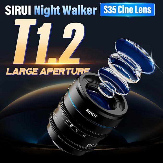 SIRUI Night Walker 35mm T1.2 シネレンズ 大口径マニュアルフォーカスレンズ (MS35R-B, RFマウント, ブラック)_画像3