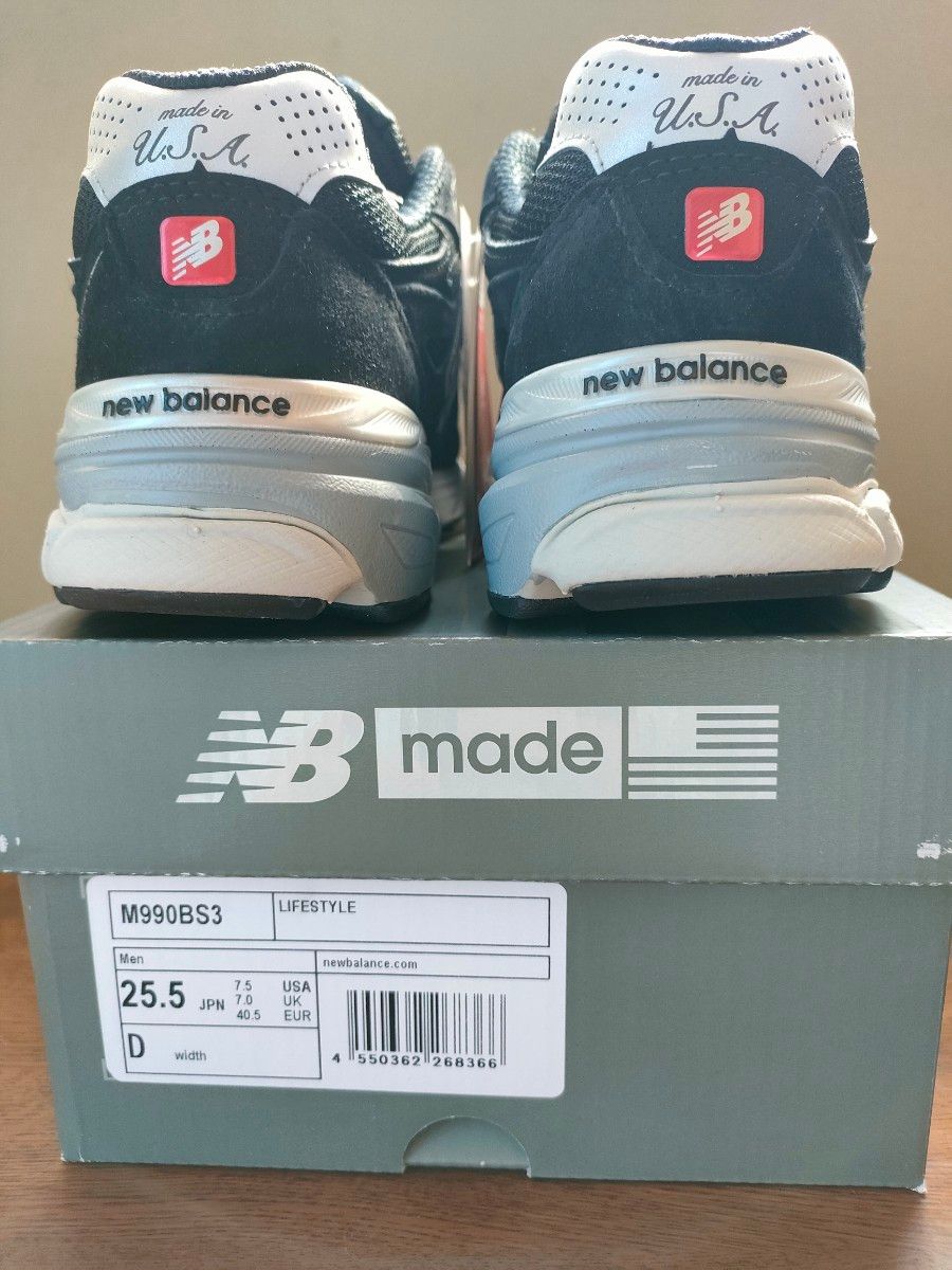 ①Made in USA【新品未使用】New Balance 990V3 "Black"25.5cm M990BS3