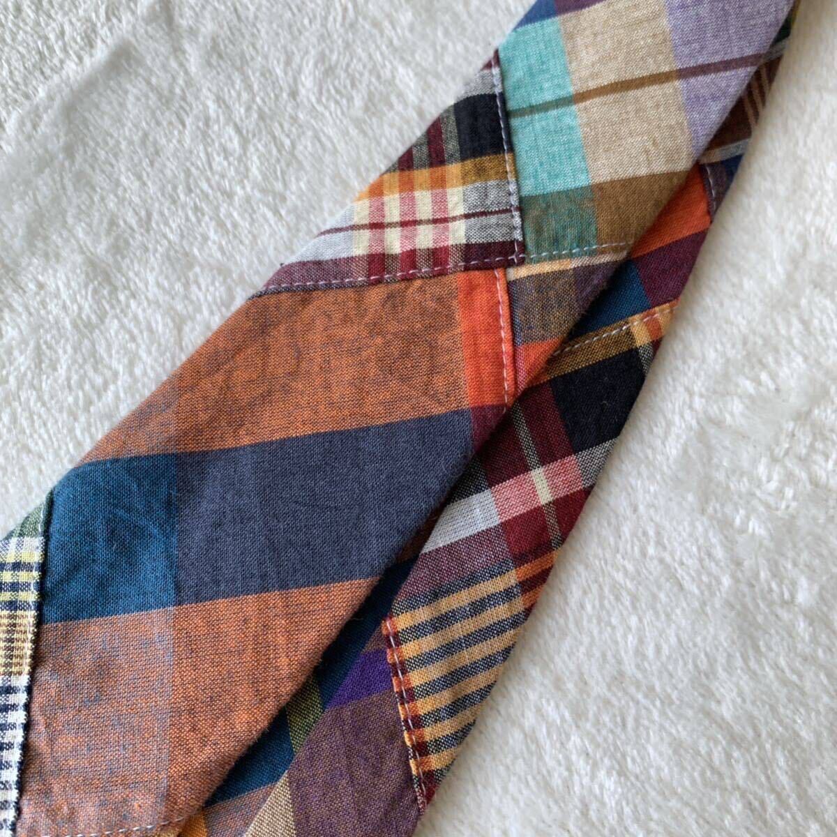 希少 BLUE BLUE & J.PRESS ブルー ブルー ジェイプレス PATCHWORK MADRAS TIE パッチワーク マドラス タイ チェック ネクタイ 日本製_画像4