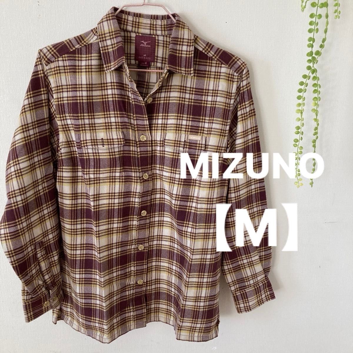 MIZUNOミズノアウトドア ネルシャツ レディース【M】チェック柄シャツ長袖