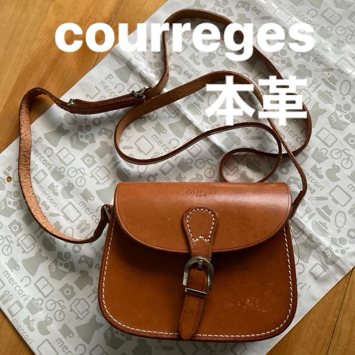 本革 クレージュミニショルダーバッグ ブラウン キャメル レザー 本革 クレージュミニショルダーバッグ ブラウン キャメル レザー