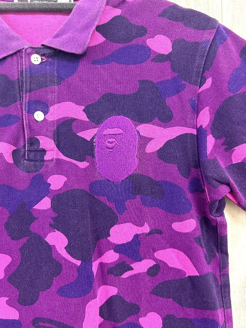 A BATHING APE　ポロシャツ　Mサイズ　迷彩パープル_画像2