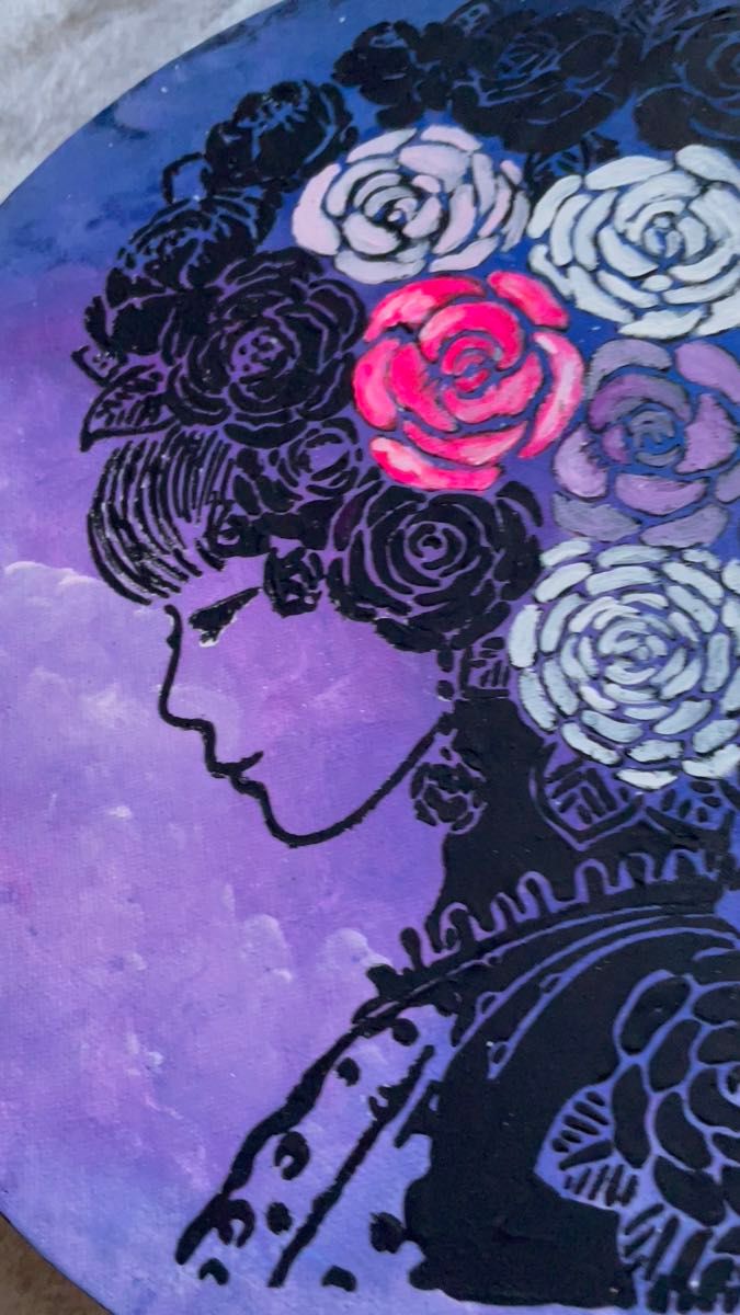 アンティーク調　インテリアパネル　アクリルアート　絵画　原画　絵を飾る　薔薇　キャンバス　