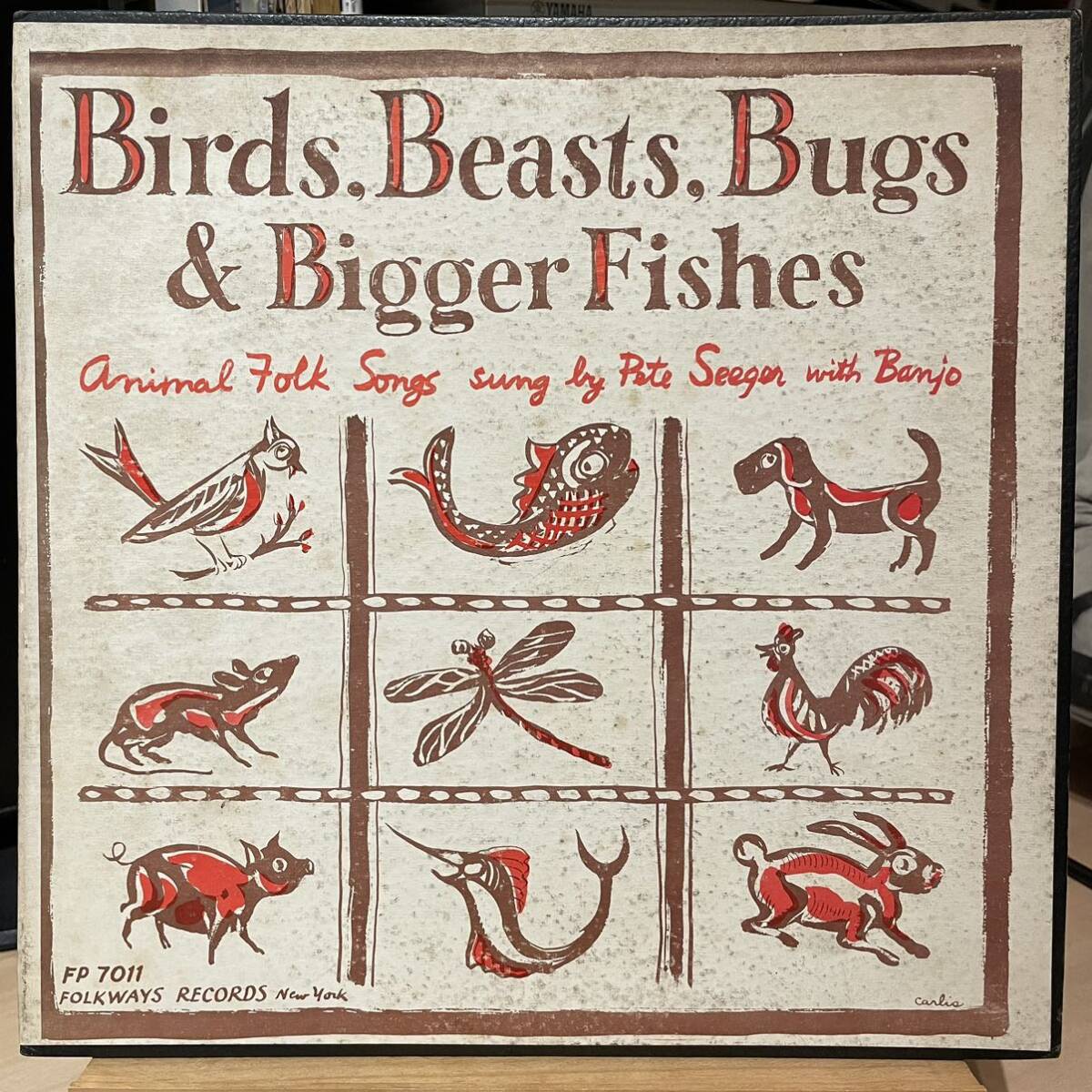 【US盤Folkways】Pete Seeger Birds Beasts Bugs And Bigger Fishes (1955) FP 7011 10inch 深溝あり50年代深青レーベル レアの画像1